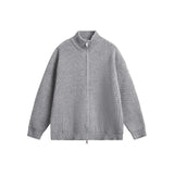 Riolio New Korean Fashion Men Cardigan Jacket Light Luxury Trendy Turtleneck Knit Zip-up Long Sleeve Sweater Coat High Quality Knitwear