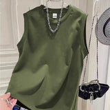 Riolio  Men's Solid Color Sleeveless Tank Top Crew Neck Loose Fit Comfortable Casual Summer Daily Multi-Color Vest