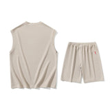 Riolio  Men's Outdoor Basketball Casual Loose Sleeveless Vest Five Quarter Shorts Set Lightweight and Breathable Quick Drying Sportswear