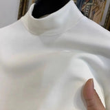 Riolio  Velvet Base Layer Men's Slim Solid Color Half Turtleneck Long-sleeved T-shirt Plus Velvet Thickened Inner Wear Warm Top