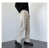 Riolio New Men White Straight Pants Fashion Korean Loose Suit Trousers Casual Draped Baggy White Wide Pant Male Streetwear