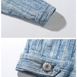 Riolio Spring Men Lapel Denim Coat Jacquard patter Fashion Washed denim jacket Motorcycle Jeans Jacket Hommes loose Cotton Casual Coats