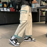 Riolio  Spring Autumn Casual Print Patchwork Cotton Wide Leg Pants Man Loose Y2k Pocket Hip Hop Cargo Straight Male Trousers Streetwear