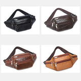 Riolio Men's Waist Pack Leather Bag Waist Belt Bag Male Leather Fanny Pack Fashion Luxury Small Shoulder Bags For Men