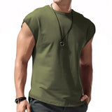 Riolio  Summer Mens Fitness Solid Color Sleeveless Top Men Breathable Sports Tank Top Fitness Running T-Shirt Tank Top