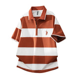Riolio  Soft Lightweight Men's T-Shirt Versatile Top Summer Polo Shirt Fashion Stripes Trendy Fit Stylish Comfortable High-Quality Daily