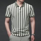 Riolio  European Slim-fit Striped Men's Polo Shirt T-shirt with Collar New Casual Summer Short-sleeve Top T-shirt