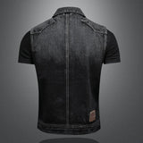 Riolio High-end Heavy Motorcycle Retro Fashion Handsome with Trend Black Gradient Male Denim Vest Sleeveless Vest  S-6XL