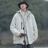 Riolio Male Jacket Men Hiking Jacket Outdoor Windproof Coats Hooded Jackets Color Matching Zipper Couple Top New Spring Autumn Casual