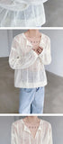 Riolio Rice White Shirts for Men Hollow Out Blouse Men Handsome Fashion Men Clothing Vacation Sexy Mesh Long-sleeved Shirts