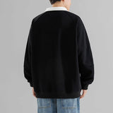 Riolio  Autumn Style Men's Hoodie Fake Two-Piece Collared Loose Top Trendy Sporty Casual Youth Fashion Polyester Fiber Long Sleeve