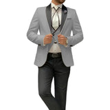Riolio  Men's 3 Piece Tuxedo Suit Set with Shawl Lapel Blazer Vest And Pants High Quality Regular Fit for Wedding Business Prom
