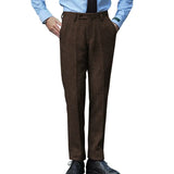 Riolio  Men Formal Herringbone Woolen Double-pleated Suit Trousers Solid Color Light Luxury Naples Premium Business Dress Pants New