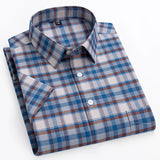 Riolio  plus size 14xl 100%cotton oxford hight qulity summer short sleeve shirts for men slim fit formal shirt soft plaid office clothes