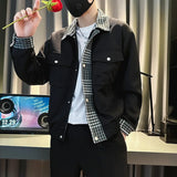 Riolio Spring Autumn Men's ort Jaet 2025 Trendy Brand High-End Striped Stand Collar Workwear Coat Youth Faion Outerwear