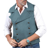 Riolio  Men Vest Brown Double Button Frosted Velvet Waistcoat For Banquet Birthday Wedding Business Work Formal Set Men Suit Vest