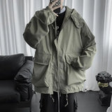 Riolio Fall Winter Thickened Work Jacket Korean Style Trendy Hooded Jacket Men 2025 New Versatile Loose Fashion Top Aesthetic Urban