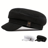 Riolio  Breathable Mesh Flat Cap Vintage-Inspired Sailor Hat Adjustable Snapback Closure Funky Style for Golf Hunting Driving