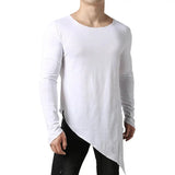 Riolio Stylish Spring T-shirt  Streetwear Side Split Men T-shirt  Asymmetrical Men T-shirt