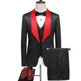 Riolio  Large Size Men's Three-Piece Suit Casual Business Hostwear Tailored Fit Cotton Blend Fabric for Wedding And Banquet
