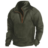 Riolio  Men's New Arrival Stand Collar Half Zip Long Sleeve Tactical Hoodie Pullover Sports Polo Shirt