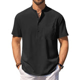 Riolio Summer Men's Cotton Linen T-Shirt Lightweight Breathable Beach Style Tees Short Sleeve Casual Hawaii Vacation Tops