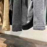 Riolio Double-sided Fleece Hoody Warm Loose Hooded Sweatshirt Men American Style High-end Retro Half Zipper Jacket Aesthetic