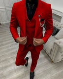 Riolio  3 Pieces Men Single Breasted Suits Slim Fit Wedding Tuxedo Premium Formal Blazer with Pants Prom Party Groom Office Wear