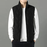 Riolio Men's Ultrasonic Fleece-Lined Cotton Vest Casual Fashion Warm Dad's Style Sheep Fur Vest For Spring Autumn