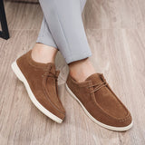 Riolio  Fashion Khaki Casual Shoes For Men Suede Leather Loafers Men Platform Slip-on Men's Driving Shoes Lightweight Leisure Men Shoes