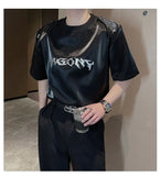 Riolio Summer High Street Men and Women Trendy Personalized Letter Printed Round Neck Short Sleeve Couple Harajuku Casual T-shirt Top