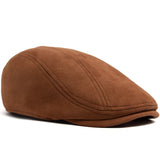 Riolio New Suede Autumn Winter Beret Fashion Vintage Men Women Newsboy Hat Casual Flat Visor Cap Berets For 54-58cm Head Circum Ference