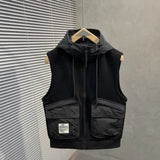 Riolio  Spring Autumn Casual Hooded Vest Men Loose American Retro Workwear Sleeveless Sports Vest Coat