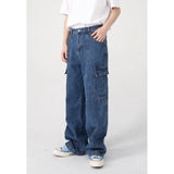 Riolio  Men Baggy Oversize Cargo Jeans Male Wide Streetwear Hip Hop Pants Harajuku Fashion Straight Leg Black Blue Loose Denim Pants