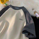 Riolio Street Hip-hop Men and Women Summer Street Personality Simple Color Contrast Loose Casual T-shirt Couple Retro Short Sleeved Top