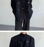 Riolio American Elegant Blazer Coat Autumn Winter High-end Wool Suit Men's Korean Style Loose Double-breasted Suit Vintage Jacket Chic