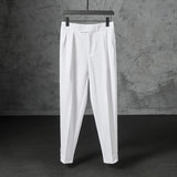 Riolio New Japanese Retro Velcro Male Suit Pants Light Luxury Straight Draped Business Casual Pants Premium Slim Elegant Ninth Trousers