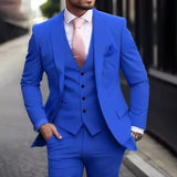 Riolio  Pink Luxury Men Suits Terno Slim fit 3 Piece Jacket Pant With Vest Groom Wedding Tuxedo Costume Homme Formal Occasion Terno