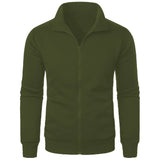 Riolio Men's casual sports zipper stand collar hoodie coat men's solid color cardigan