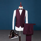 Riolio  Men's 3-Piece Slim Fit Casual Tuxedo Suit Set Polyester Fiber Single-Button Closure Business Formal Wear for All Seasons