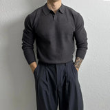 Riolio  New Korean Fashion Men Polo Sweater Light Luxury Knitted Solid Color Long Sleeve Pullover Premium Quality Skin-friendly Knitwear