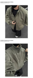 Riolio  Jacket Mens Casual Jacket Solid Stand Collar Loose Fit Zipper Autumn Coat Ribbed Cuffs Relaxed Outerwear