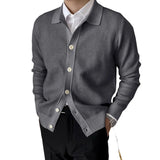 Riolio Mens Cardigan Sweater Long Sleeve Button Down Casual Collared Slim Fit Knit Sweater