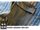 Riolio American Striped Spliced Denim Jacket Men 2025 Autumn Trendy Handsome Men Women Casual Loose Work Shirt Jacket Aesthetic Chic