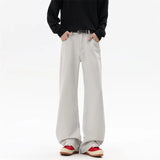 Riolio  White Jeans Men Straight Leg Drag Pants Classic Plain Denim Trousers Unisex Neutral Minimalist Jeans Wholesale Fashion 2025