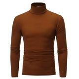 Riolio Autumn  Winter Men's High Neck T-shirt Slim Fit Fashion High Elastic Long Sleeve Cotton Casual Breathable Apparel Pullover