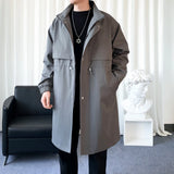 Riolio  Streetwear Men Trenchcoat Handsome Fashion Trench Male Loose Stand Collar Windbreaker Overcoat Korean Autumn New Male Coat