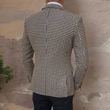 Riolio Houndstooth Plaid Blazer for Men One Piece Suit Jacket with 2 Side Slit Slim Fit Casual Male Coat Fashion Clothes