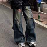 Riolio American high street men and women trendy hip-hop loose straight leg jeans for couples personalized wide leg casual pants y2k