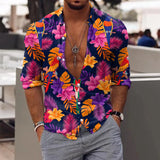 Riolio Men's Floral Shirt Tropic Leaf 3d Print Shirts Men Fashion Hawaiian Shirt Casual Beach Short Sleeve Blouse Men's Lapel Shirt Boy